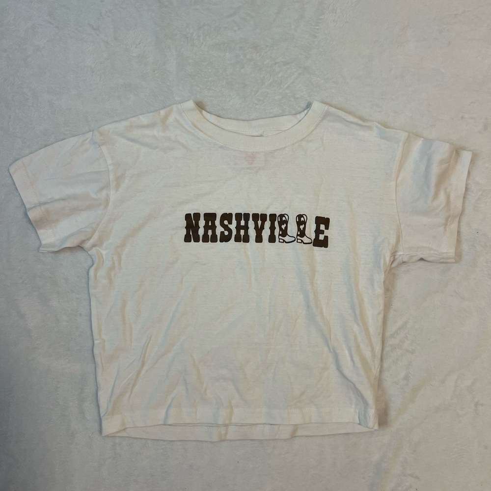 White Nashville Baby Tee Style T-Shirt